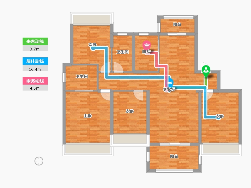 湖北省-黄石市-航宇罗马假日-113.48-户型库-动静线