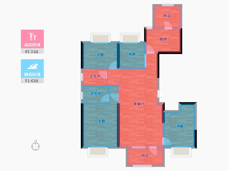 辽宁省-沈阳市-碧桂园公园里-101.93-户型库-动静分区