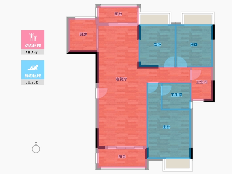 广东省-江门市-鸿景天悦-88.03-户型库-动静分区