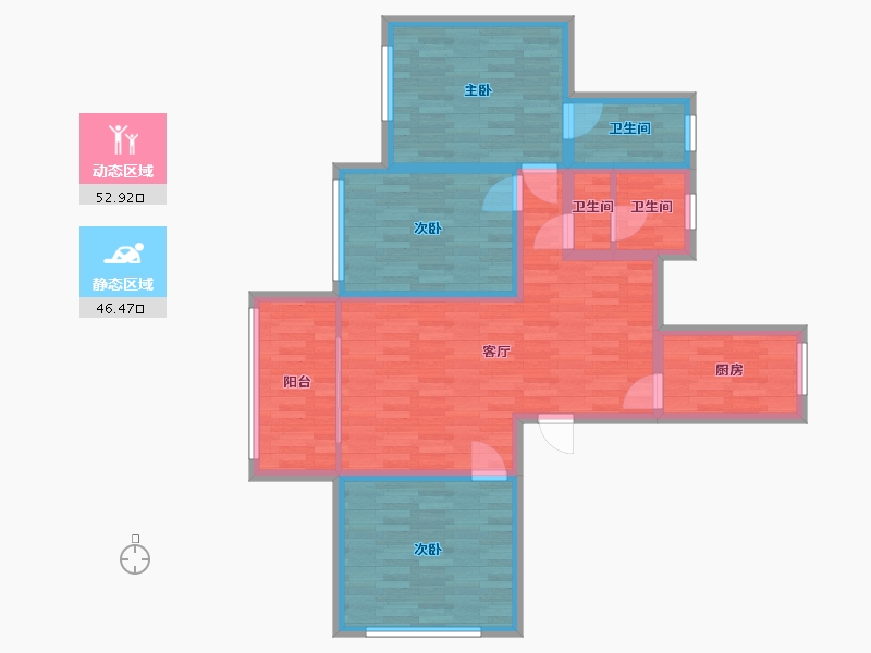 江苏省-苏州市-绿地阳澄名邸-88.00-户型库-动静分区