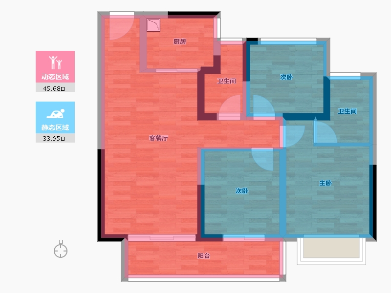 江苏省-苏州市-云澜天境花园-69.78-户型库-动静分区