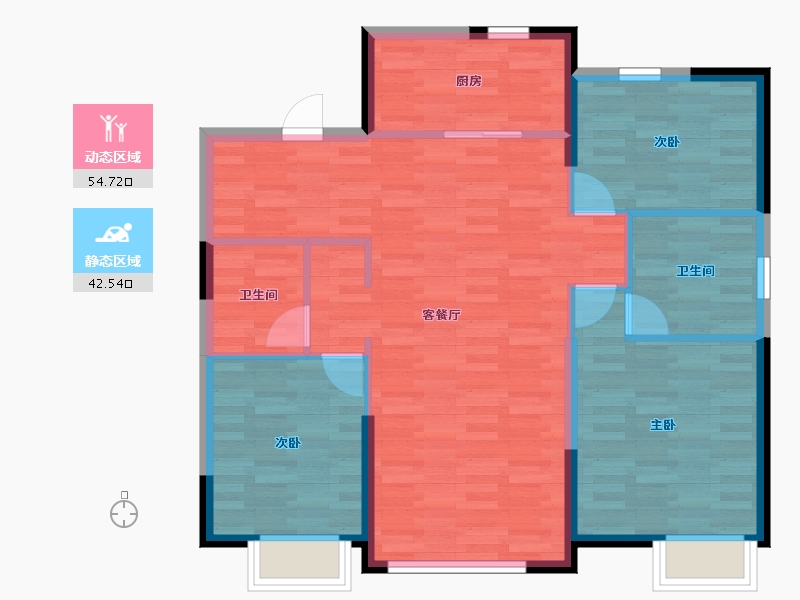 辽宁省-沈阳市-恒大盛京珺庭-88.27-户型库-动静分区