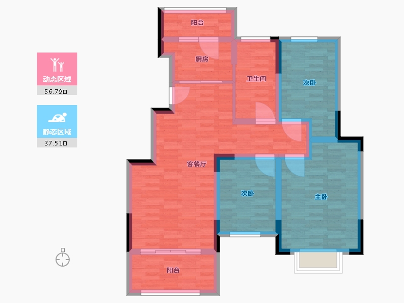 江苏省-南京市-橡树城-83.43-户型库-动静分区