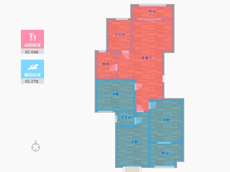 陕西省-西安市-东方尚城-110.67-户型库-动静分区