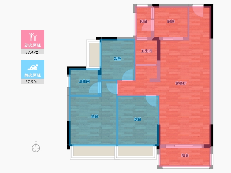 四川省-遂宁市-碧桂园天誉-84.25-户型库-动静分区