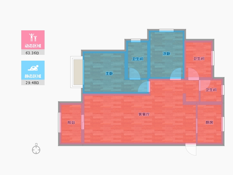 河南省-郑州市-路劲九郡-81.79-户型库-动静分区