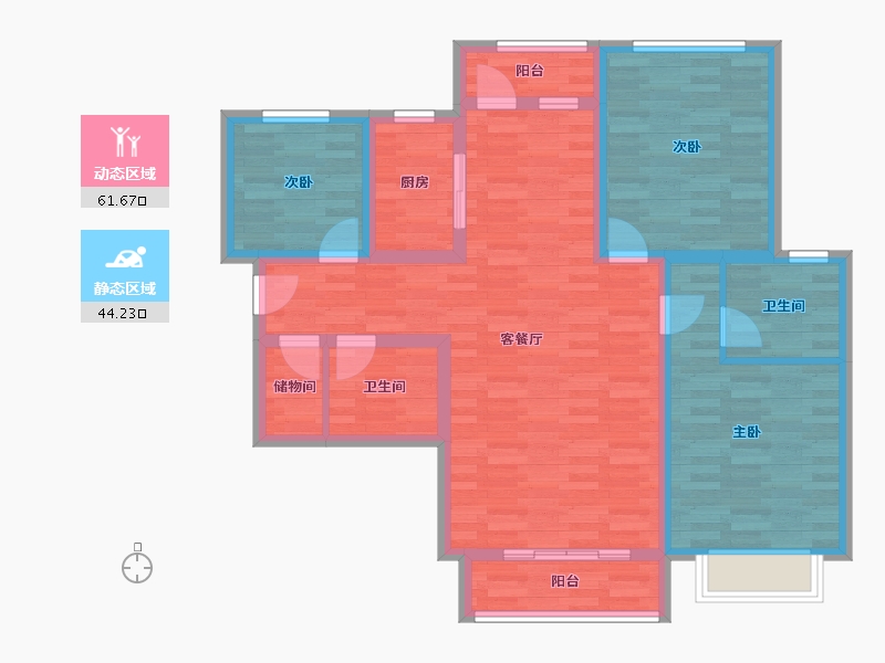 内蒙古自治区-包头市-中环悦府-92.79-户型库-动静分区