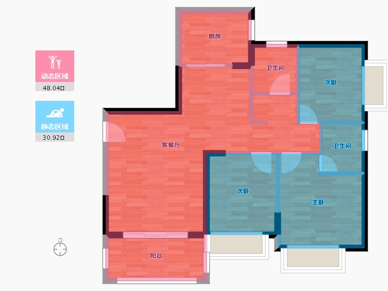 海南省-海口市-滨江世纪佳城-70.58-户型库-动静分区