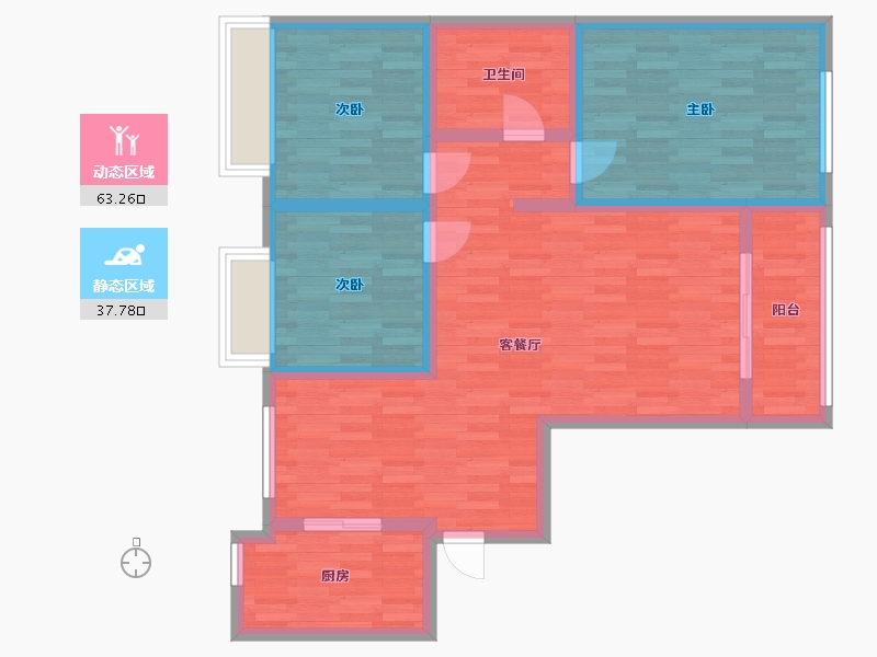 宁夏回族自治区-银川市-太阳城E东区-89.99-户型库-动静分区