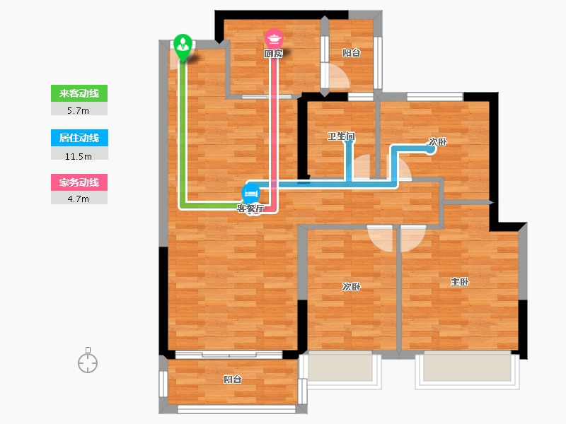 江苏省-泰州市-恒大悦府-78.00-户型库-动静线