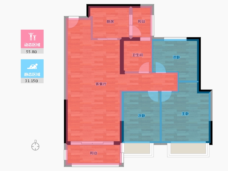 江苏省-泰州市-恒大悦府-78.00-户型库-动静分区