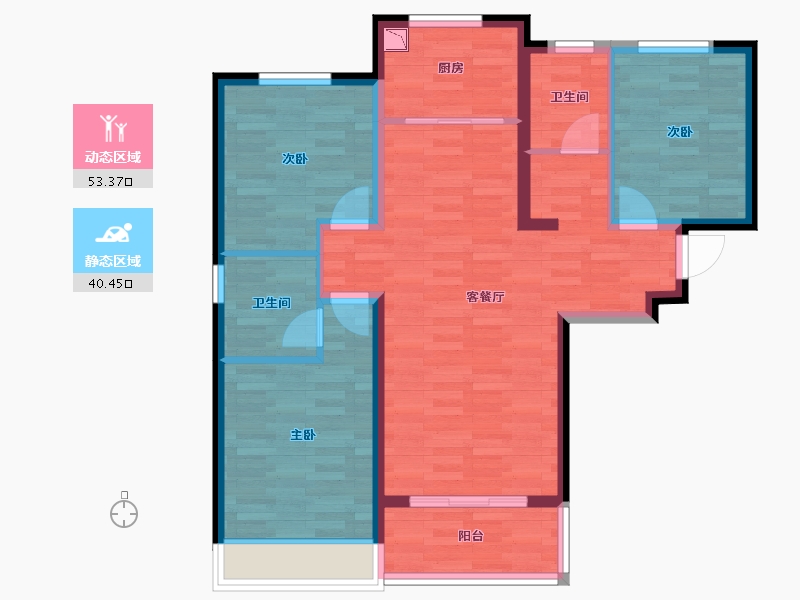 陕西省-西安市-华远枫悦-83.65-户型库-动静分区