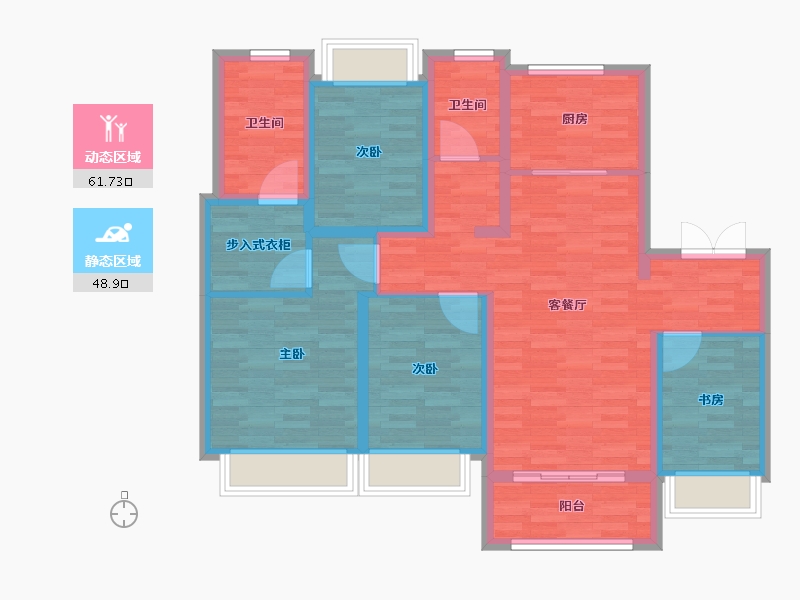 上海-上海市-葛洲坝融创玫瑰公馆-97.82-户型库-动静分区