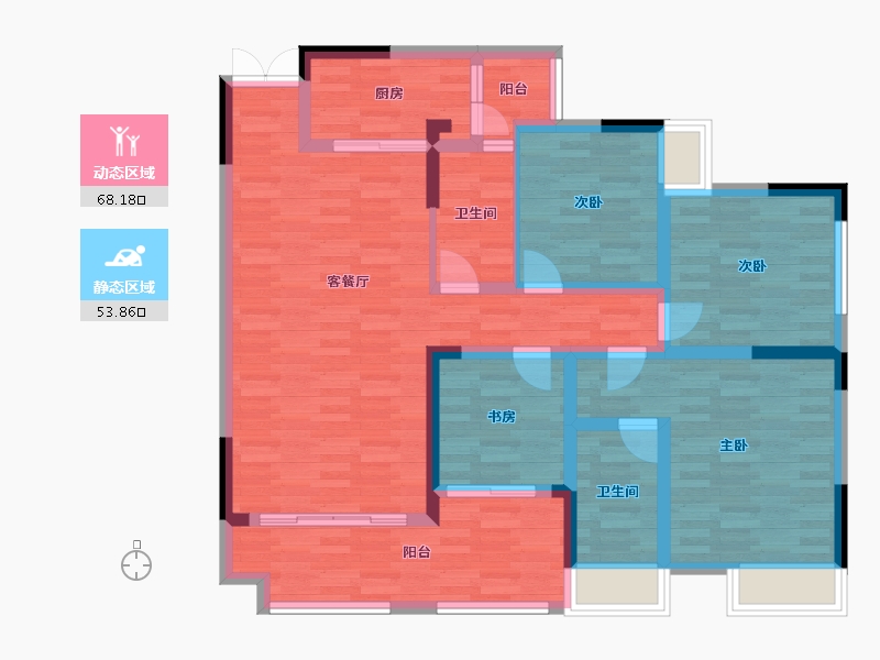 重庆-重庆市-华信丹凤华庭-108.46-户型库-动静分区