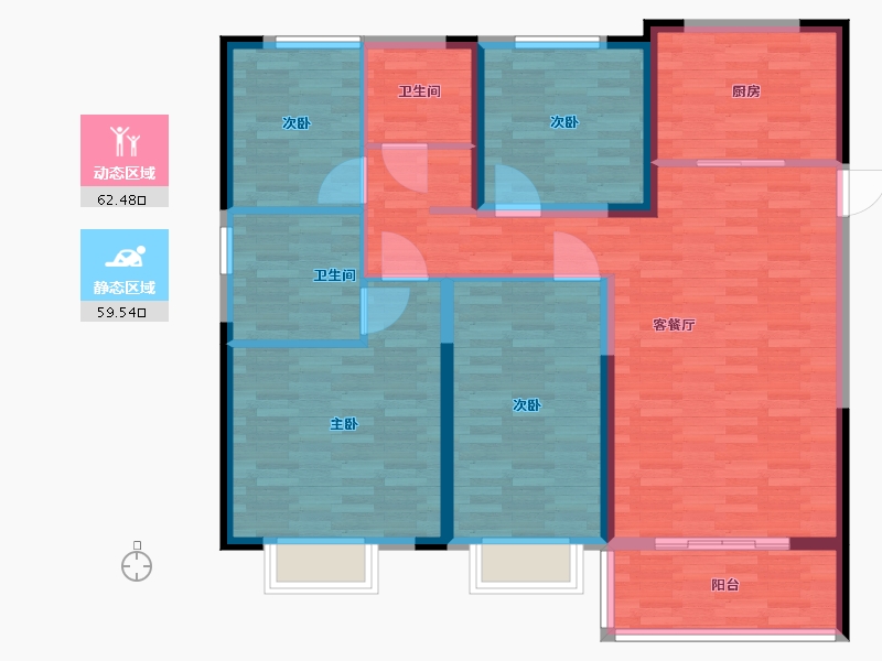 江苏省-南京市-银城旭辉云臺天境-110.00-户型库-动静分区