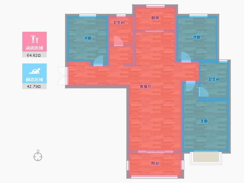 陕西省-西安市-恒志云都-95.60-户型库-动静分区