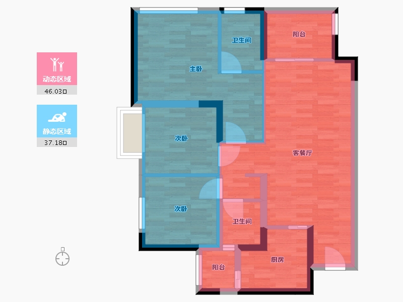 重庆-重庆市-璟樾云山-73.50-户型库-动静分区