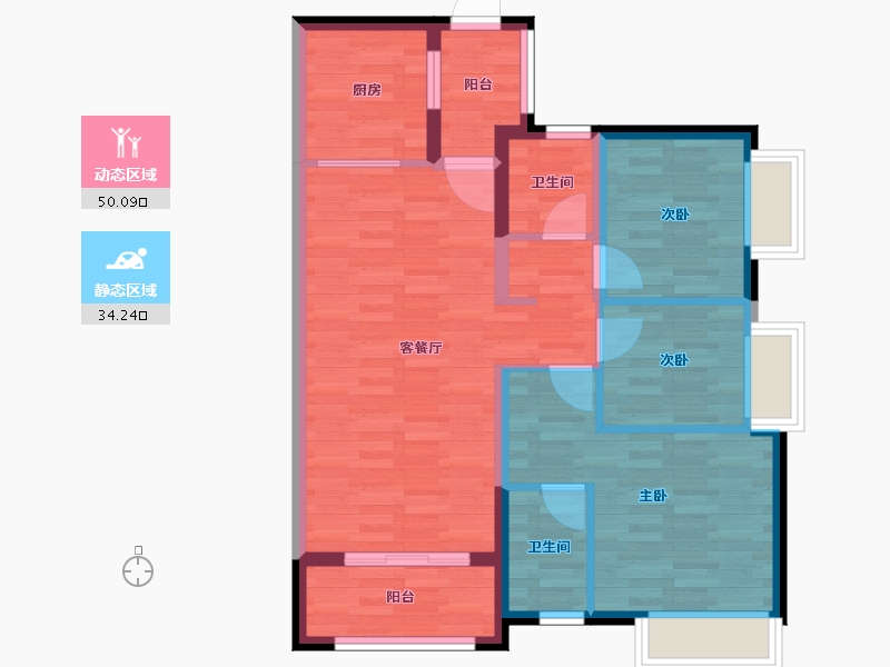 广东省-广州市-万科幸福誉-75.00-户型库-动静分区