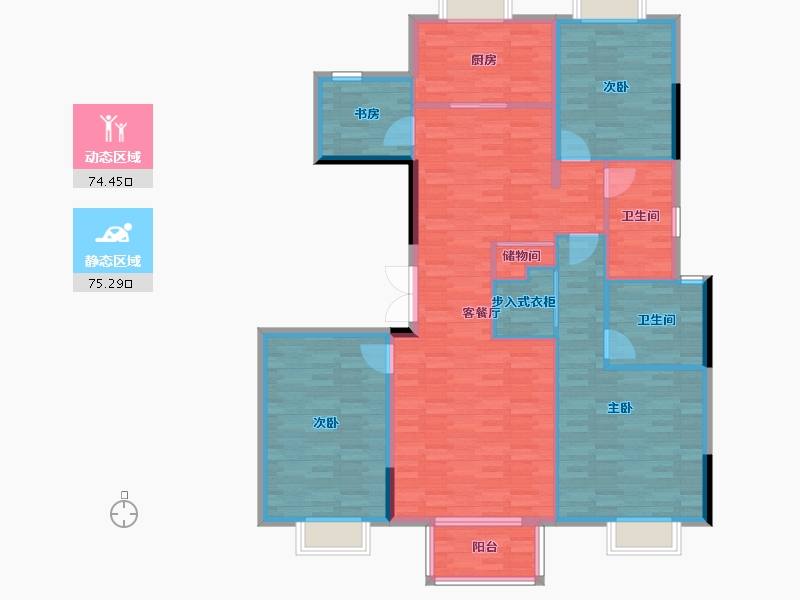 浙江省-杭州市-凤起钱潮-137.00-户型库-动静分区