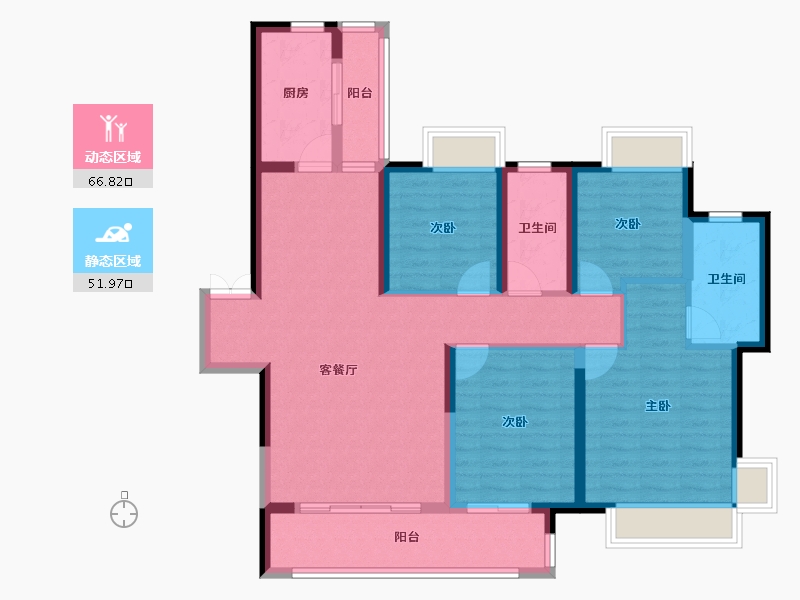 广西壮族自治区-钦州市-吾悦公馆-105.78-户型库-动静分区