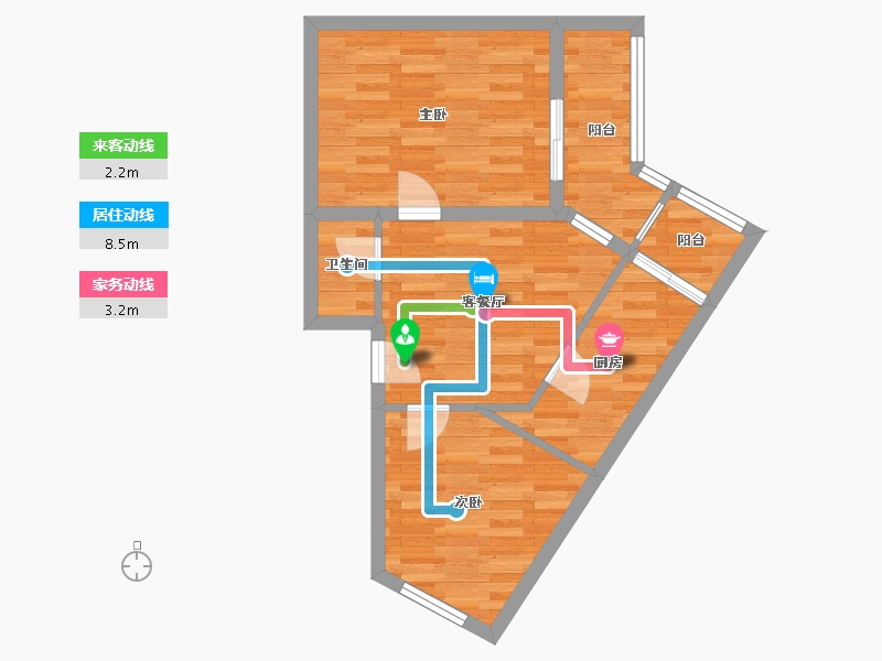 北京-北京市-滨河西里-52.30-户型库-动静线