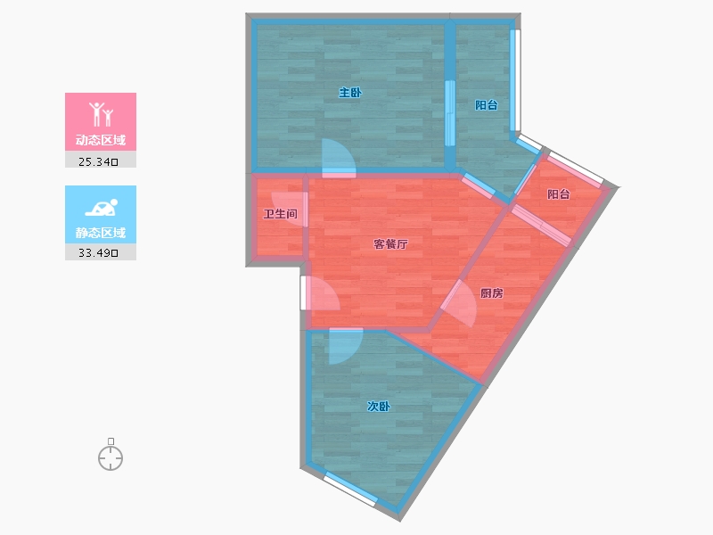 北京-北京市-滨河西里-52.30-户型库-动静分区