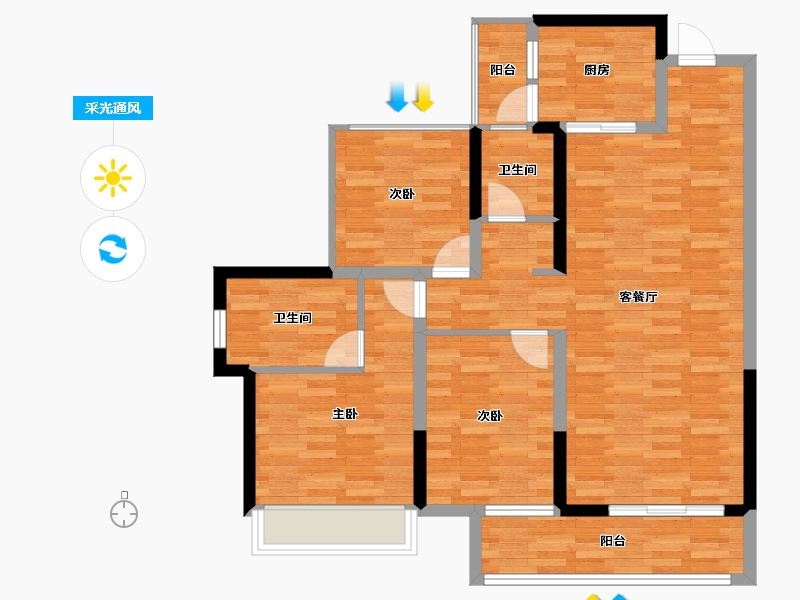 广西壮族自治区-玉林市-阳光城·丽景公馆-92.00-户型库-采光通风