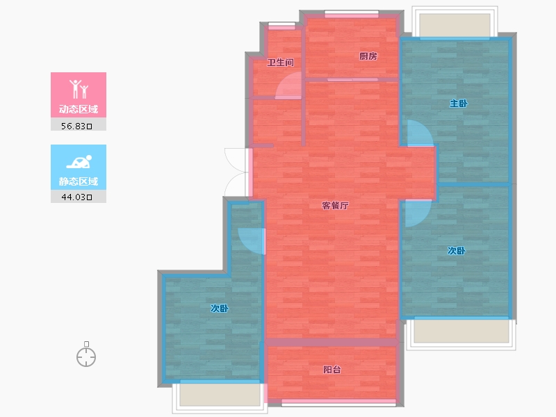 浙江省-湖州市-香醍花园-91.80-户型库-动静分区