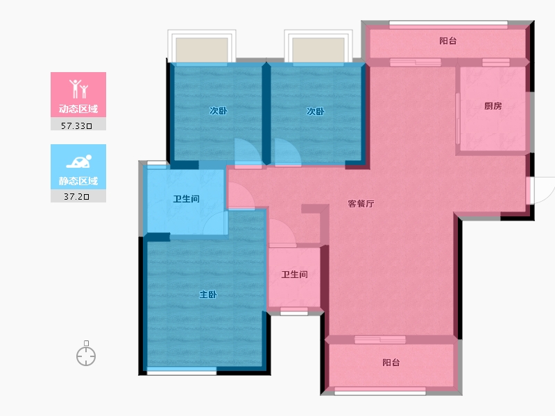 湖南省-长沙市-山水,梅溪雅郡-83.52-户型库-动静分区