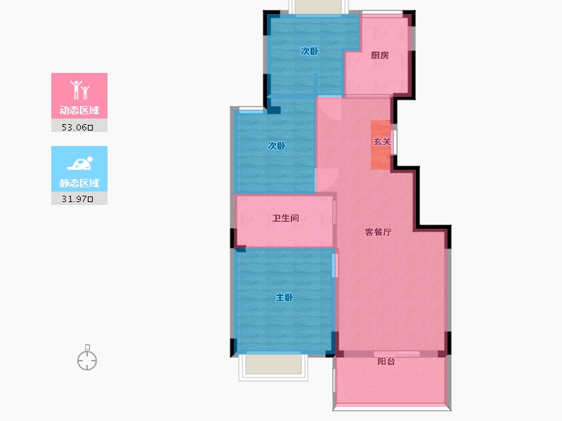 浙江省-宁波市-东城官邸-76.80-户型库-动静分区