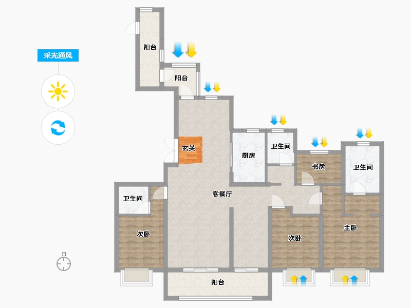 浙江省-宁波市-青樾府-134.01-户型库-采光通风