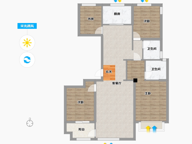 重庆-重庆市-维科望江府-103.02-户型库-采光通风