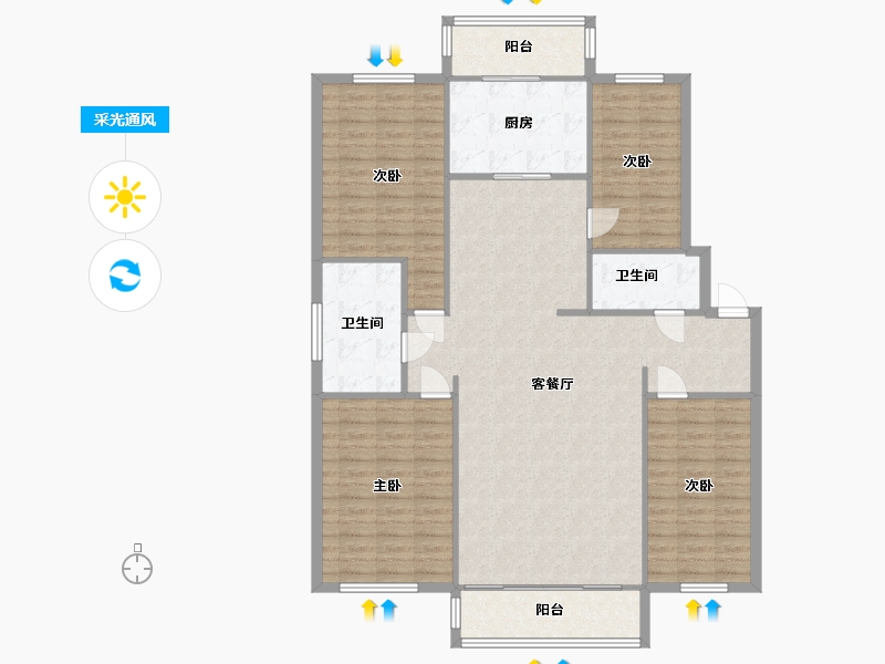 天津-天津市-翠薇园-140.99-户型库-采光通风