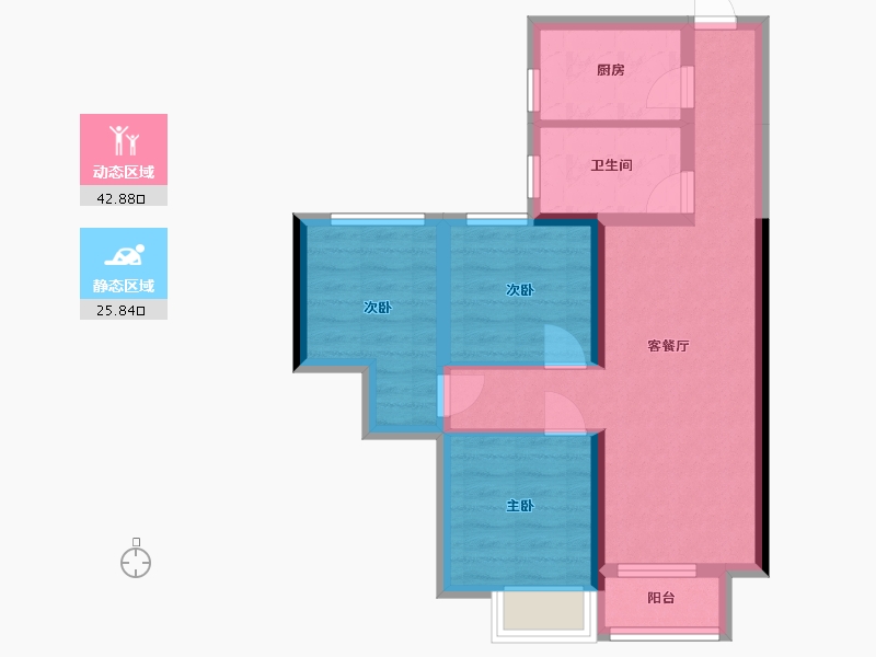 河南省-郑州市-鑫苑国际新城-60.01-户型库-动静分区