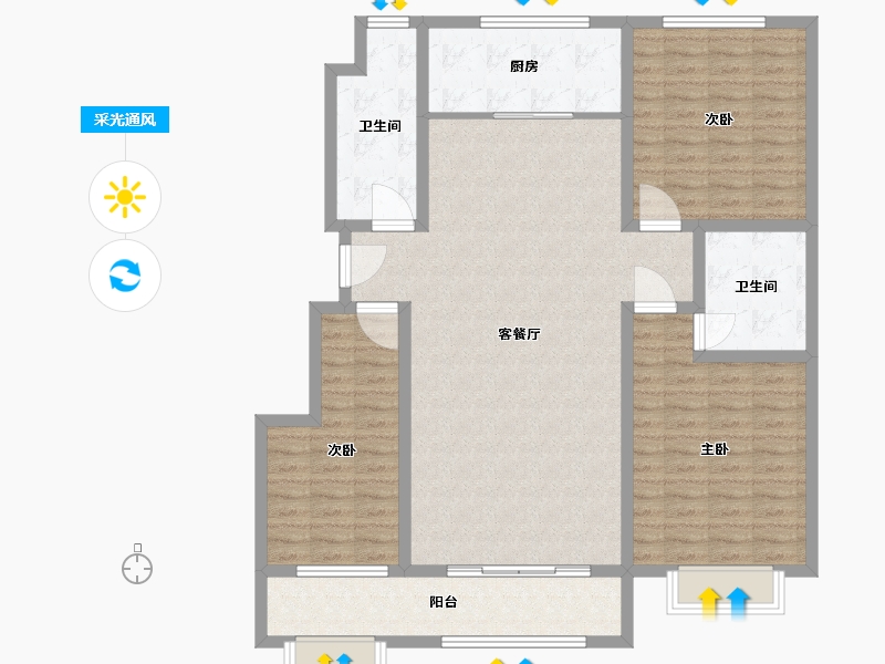 山东省-滨州市-恒基山庄-130.01-户型库-采光通风