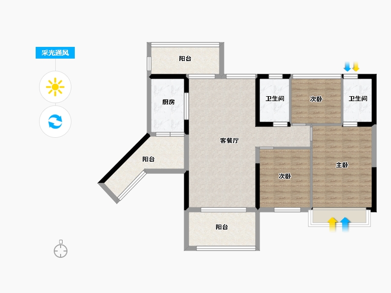 四川省-乐山市-翡翠国际・君悦湾-100.39-户型库-采光通风