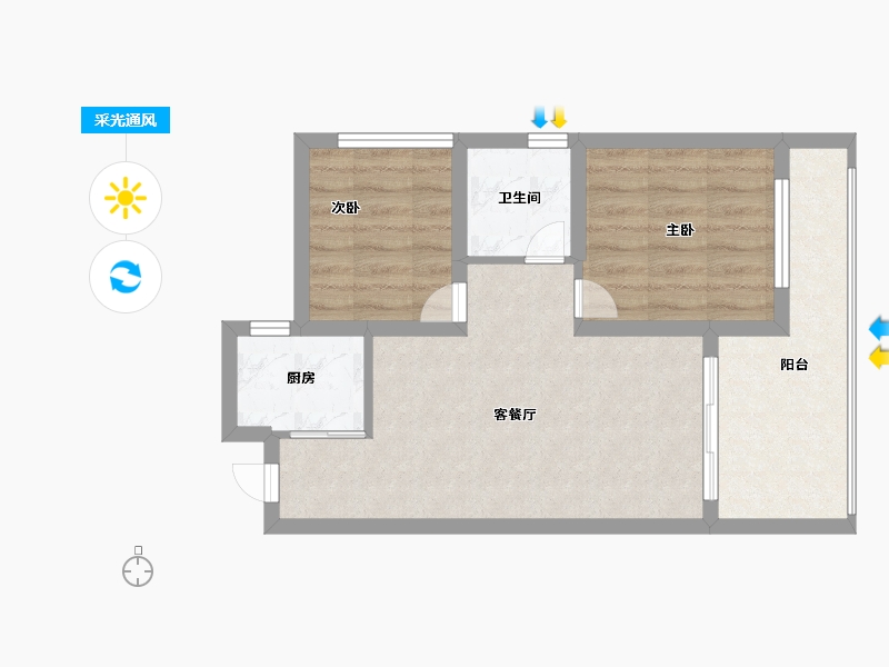 海南省-海口市-南海幸福汇-53.99-户型库-采光通风