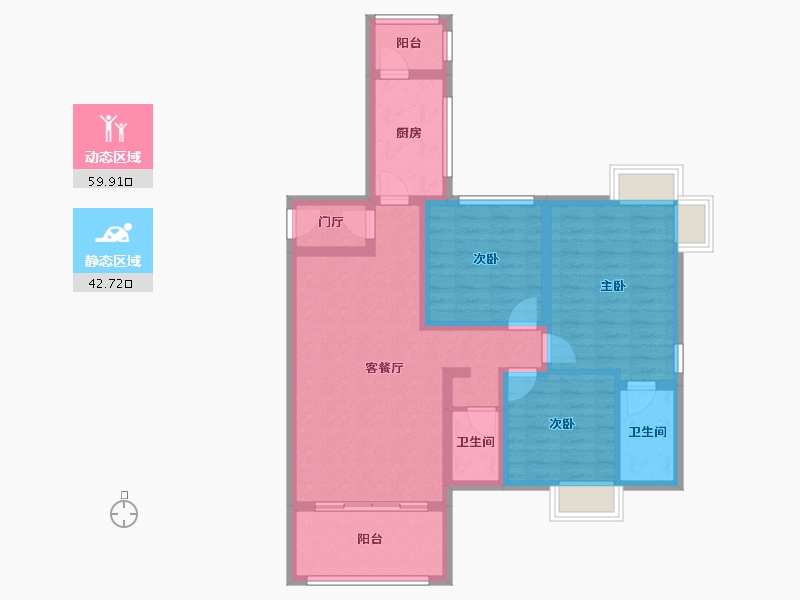 湖南省-郴州市-公园九里-90.67-户型库-动静分区