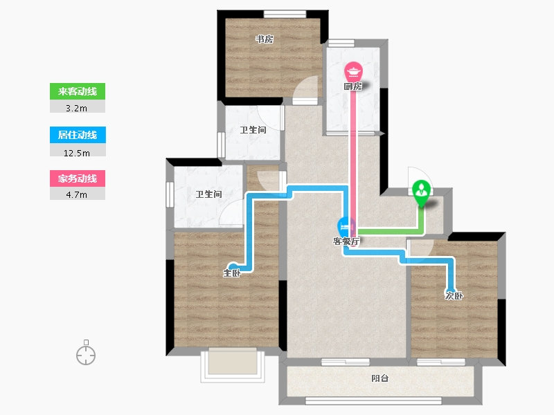 河南省-郑州市-云溪苑-76.81-户型库-动静线