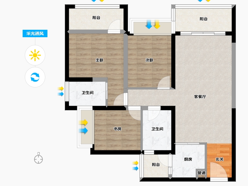 广东省-深圳市-大悦城天玺壹号-85.34-户型库-采光通风