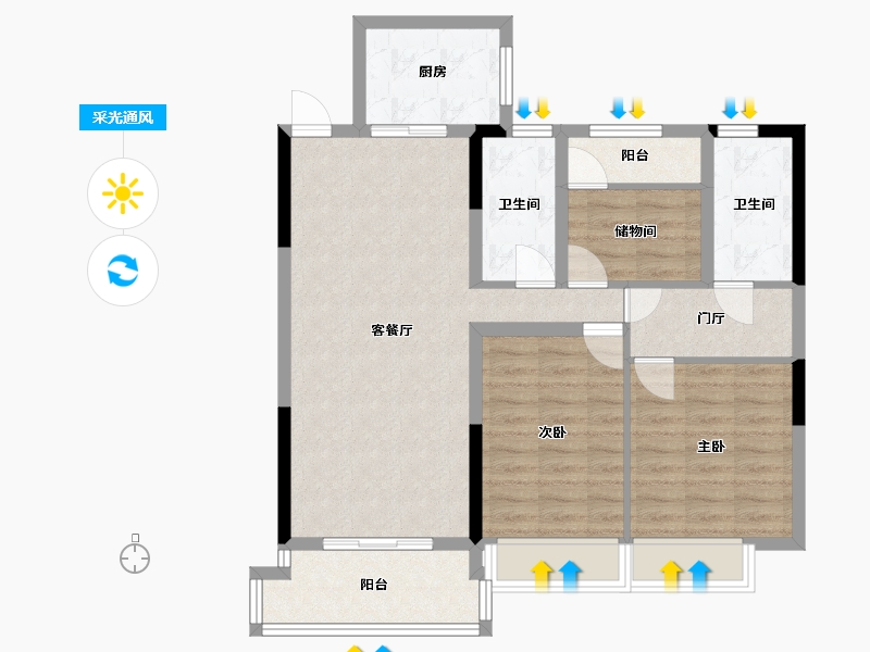 浙江省-嘉兴市-中南泷悦府-86.22-户型库-采光通风