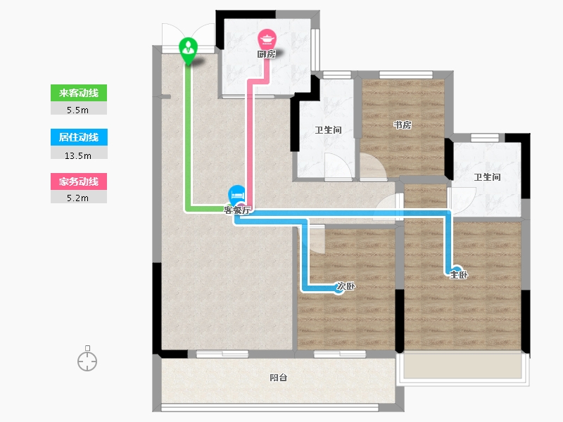 浙江省-温州市-一品花园-94.00-户型库-动静线