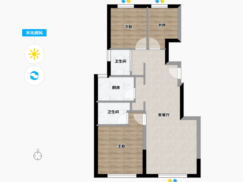 北京-北京市-公园十七区-62.18-户型库-采光通风