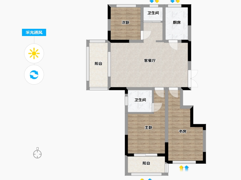 山东省-威海市-乳山学府家园二期-85.00-户型库-采光通风