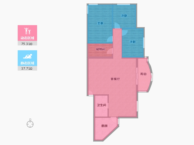 北京-北京市-宝隆温泉公寓-103.28-户型库-动静分区