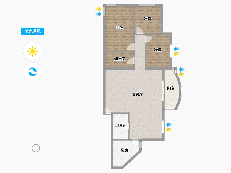 北京-北京市-宝隆温泉公寓-103.28-户型库-采光通风