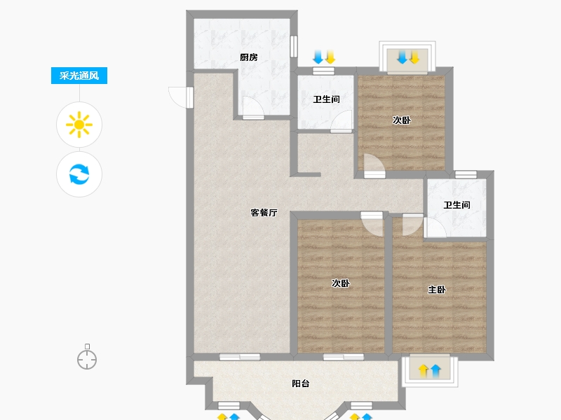 江苏省-盐城市-紫金壹号-90.00-户型库-采光通风