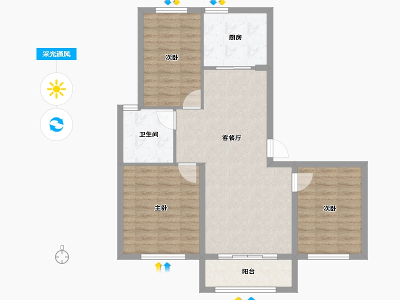 山东省-烟台市-塔埠栋盛苑-78.51-户型库-采光通风