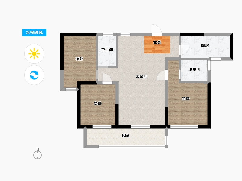 广东省-深圳市-碧桂园江悦湾-85.43-户型库-采光通风