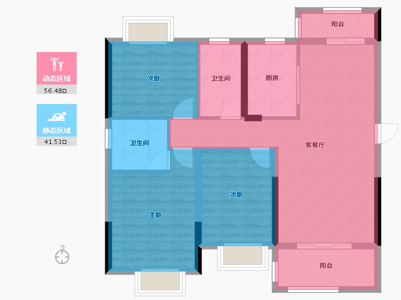 湖北省-荆门市-东方美地-87.77-户型库-动静分区